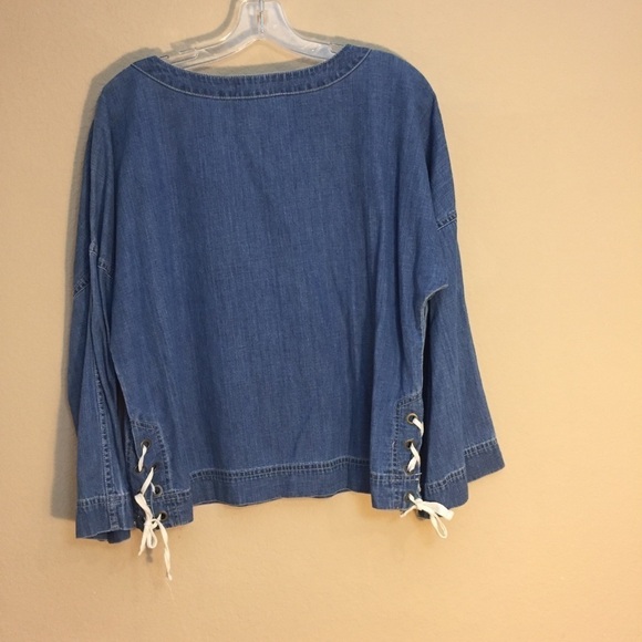 Madewell Lace-up Denim Top Medium Denim Wash - Picture 3 of 10